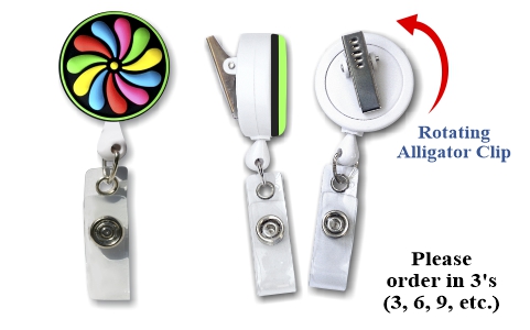Retractable Badge Holder with 3D Pinwheel