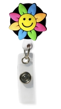 Retractable Badge Holder with 3D Smiley Flower