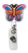 Retractable Badge Holder with 3D Rubber Butterfly