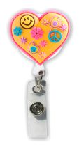 Retractable Badge Holder with 3D Rubber Retro Heart