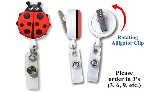 Retractable Badge Holder with 3D Rubber Ladybug