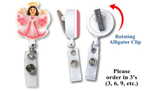 Retractable Badge Holder with 3D Rubber Angel
