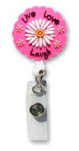 Retractable Badge Holder with 3D Rubber Live Love Laugh