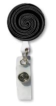 Retractable Badge Holder with Black 3D Rubber Swirl