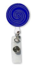 Retractable Badge Holder with Blue 3D Rubber Swirl