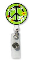 Retractable Badge Holder with 3D Rubber Peace Sign