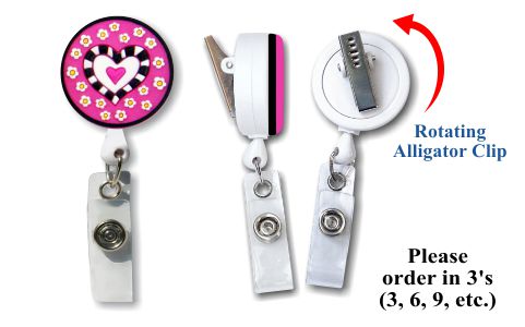 Retractable Badge Holder with 3D Rubber Hearts