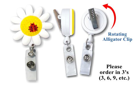 Retractable Badge Holder with 3D Rubber Daisy