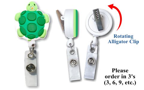 Retractable Badge Holder with 3D Rubber Turtle