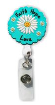 Retractable Badge Holder with 3D Rubber Faith Hope Love