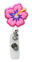 Retractable Badge Holder with 3D Rubber Hibiscus