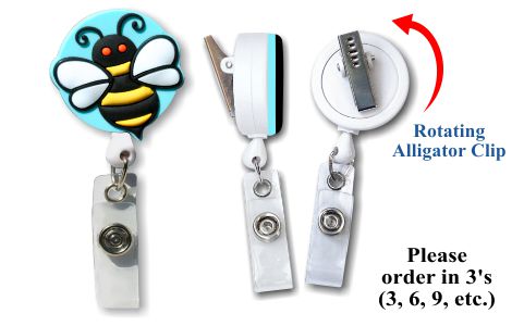 Retractable Badge Holder with 3D Rubber Bee