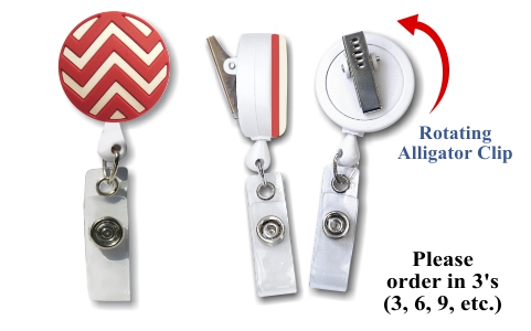Retractable Badge Holder with 3D Rubber Red Chevron