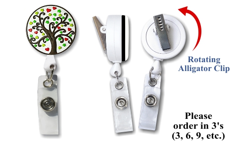 Retractable Badge Holder with 3D Rubber Tree of Life