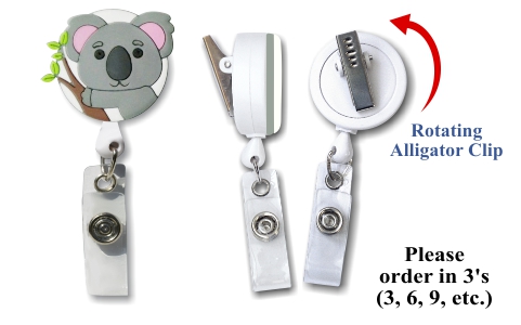 Retractable Badge Holder with 3D Rubber Koala