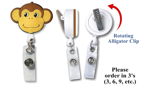 Retractable Badge Holder with 3D Rubber Monkey