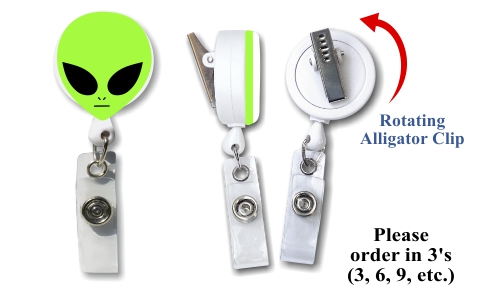 Retractable Badge Holder with 3D Rubber Alien