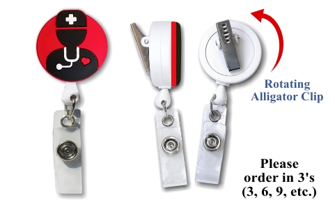 Retractable Badge Holder with 3D Rubber Male Nurse Icon
