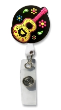Retractable Badge Holder with 3D Rubber Guitar