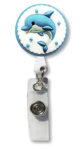 Retractable Badge Holder with 3D Rubber Dolphin