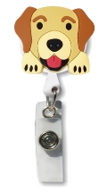 Retractable Badge Holder with 3D Rubber Yellow Dog