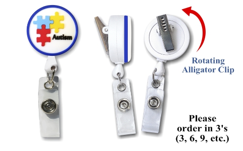 Retractable Badge Holder with 3D Autism