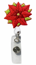 Retractable Badge Holder with 3D Rubber Poinsettia