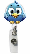 Retractable Badge Holder with 3D Rubber Blue Bird