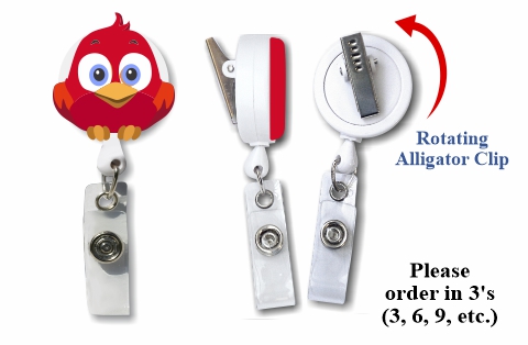 Retractable Badge Holder with 3D Rubber Red Bird