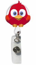 Retractable Badge Holder with 3D Rubber Red Bird