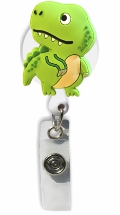 Retractable Badge Holder with 3D Rubber T-Rex Dinosaur