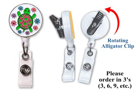 Retractable Badge Holder with ENAMEL Turtle