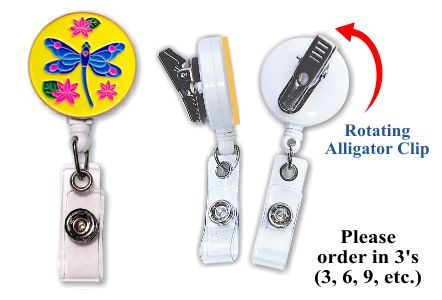 Retractable Badge Holder with ENAMEL Dragonfly