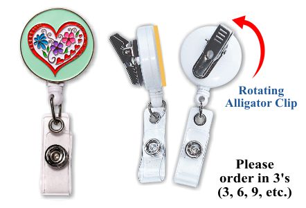 Retractable Badge Holder with ENAMEL Heart