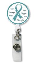 Retractable Badge Holder with Photo Metal: Green Ribbon