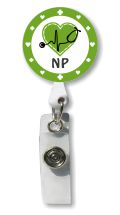 Retractable Badge Holder with Photo Metal: NP Nurse Practitioner