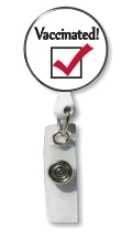 Retractable Badge Holder with Photo Metal: Vaccinated Check Mark