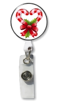 Retractable Badge Holder with Photo Metal: Candy Canes