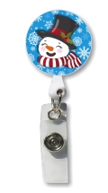 Retractable Badge Holder with Photo Metal: Snowman