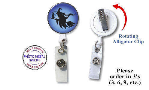 Retractable Badge Holder with Photo Metal: Halloween Witch