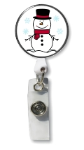 Retractable Badge Holder with Photo Metal: Snowman