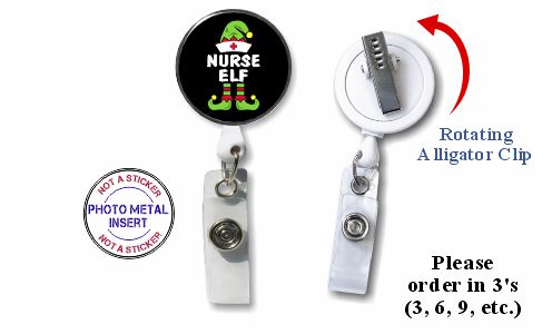 Retractable Badge Holder with Photo Metal: Nurse Elf