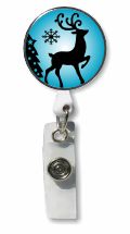 Retractable Badge Holder with Photo Metal: Reindeer Silhouette