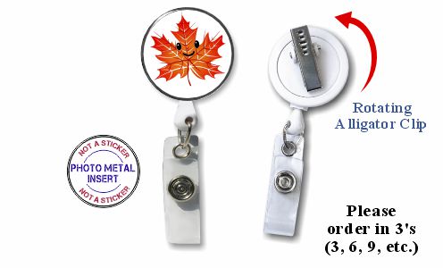 Retractable Badge Holder with Photo Metal: Fall Leaf