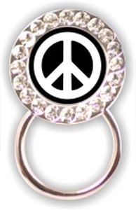 Rhinestone Eyeglass Holder: Peace Sign