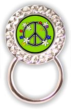 Rhinestone Eyeglass Holder: Peace Sign