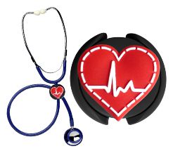 Stethoscope ID Tags with Soft 3D Rubber EKG Heart